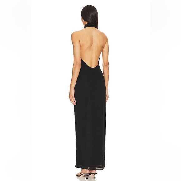 Lovers + Friends Black Halter Maxi Dress x Anja Dujković Ula backless Revolve S - Picture 3 of 9